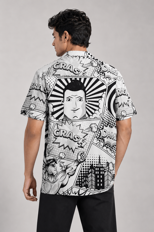 Comic Chaos - Relaxed Cuban Collar Shirt