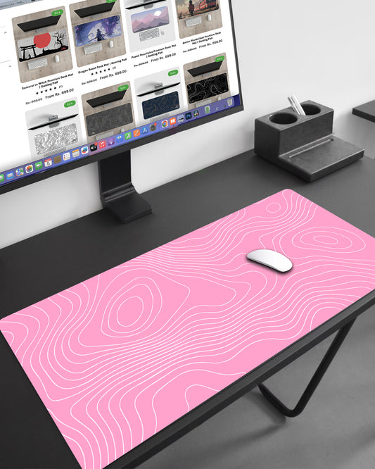 Pink Mirage Topography Premium Desk Mat | Gaming Pad