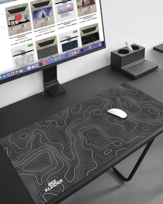 Topography Dusky Grey Premium Desk Mat | Gaming Pad
