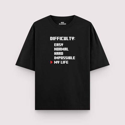 Gamer Life Level Difficulty Oversized T-shirt