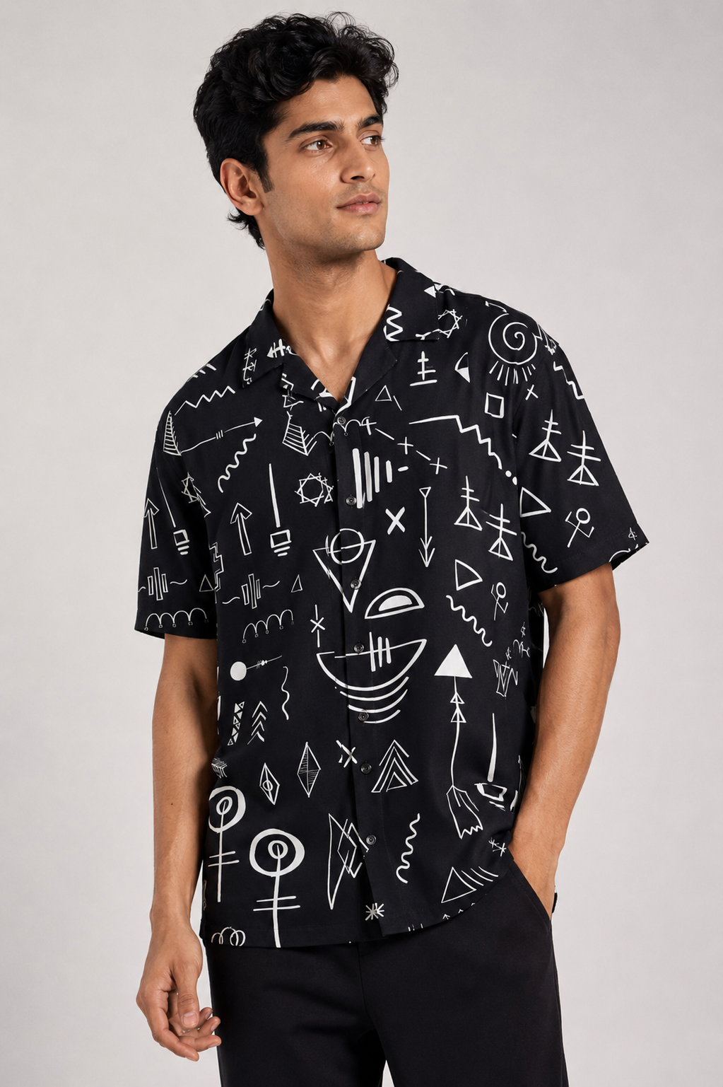 Nomad Script - Relaxed Cuban Collar Shirt