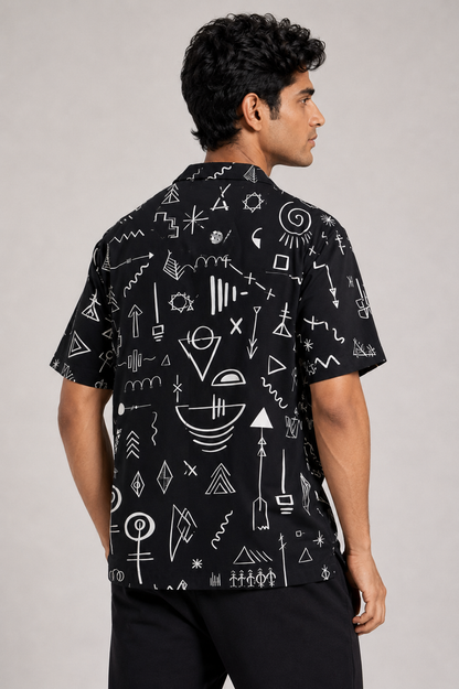 Nomad Script - Relaxed Cuban Collar Shirt