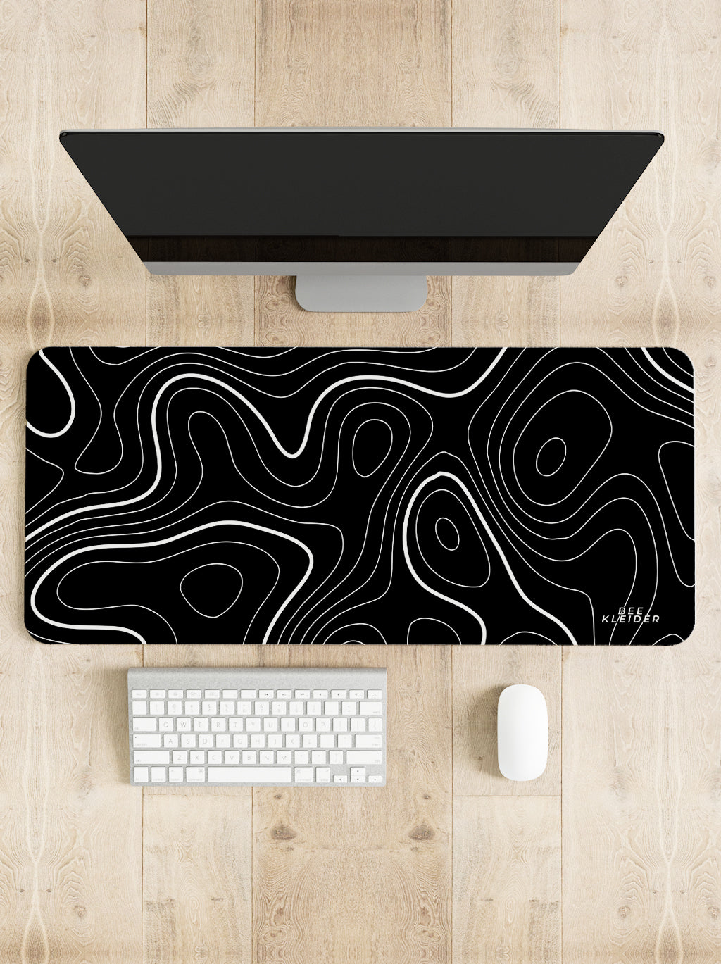 Black Topography Premium Desk Mat | Gaming Pad