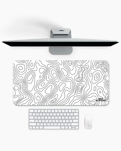 White Topography Premium Desk Mat | Gaming Pad