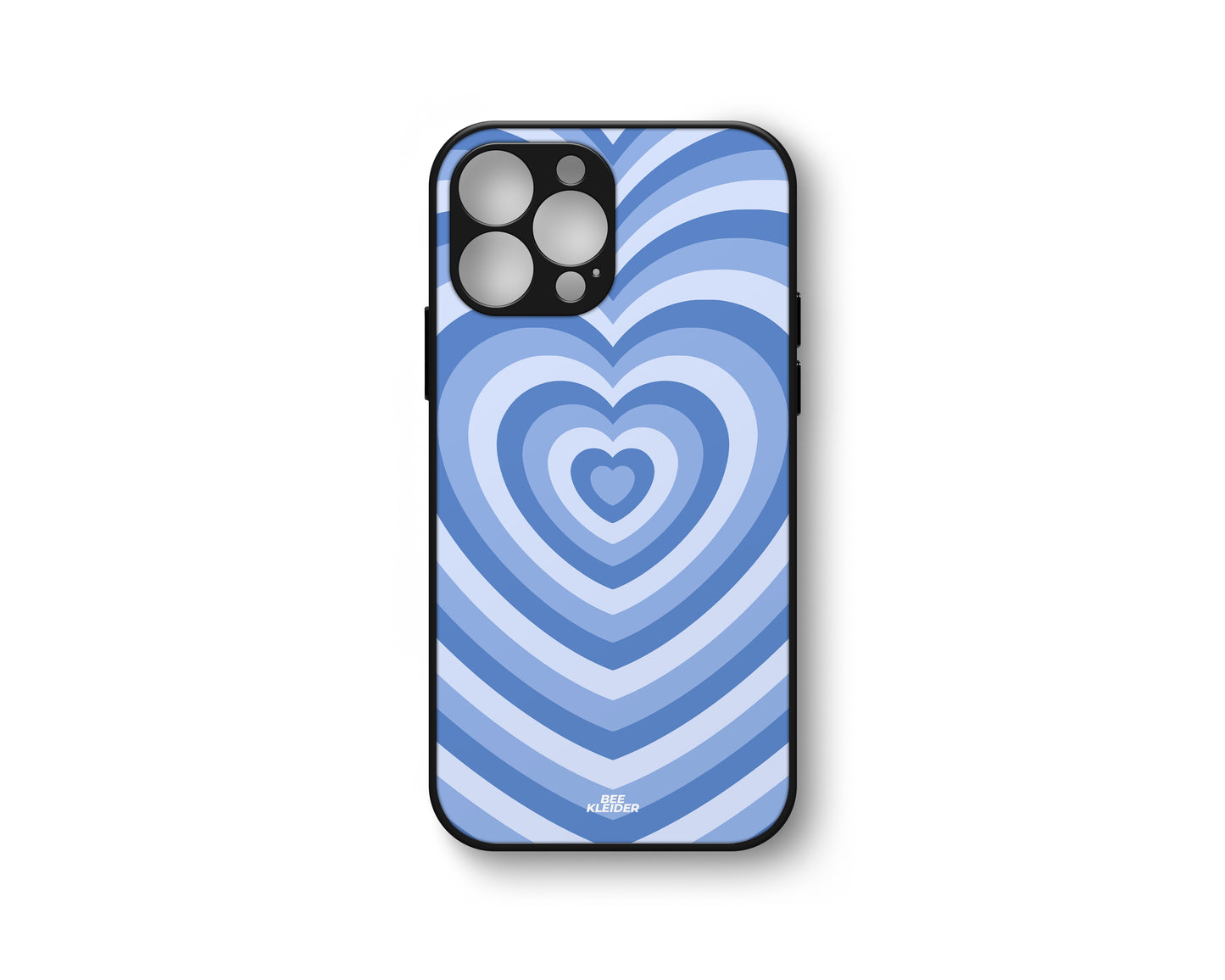 Y2K Blue Hearts Glass Case for iPhone