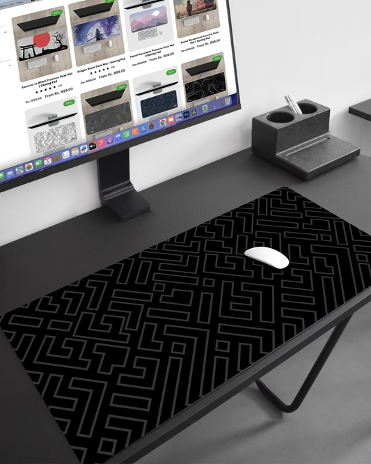 Monochrome Tetris Premium Desk Mat | Gaming Pad