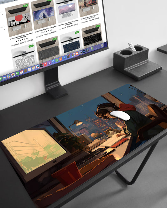 Skyline Lofi Premium Desk Mat | Gaming Pad