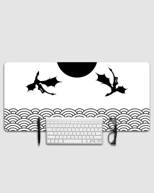 Seigaiha Moon Dragon Premium Desk Mat | Gaming Pad