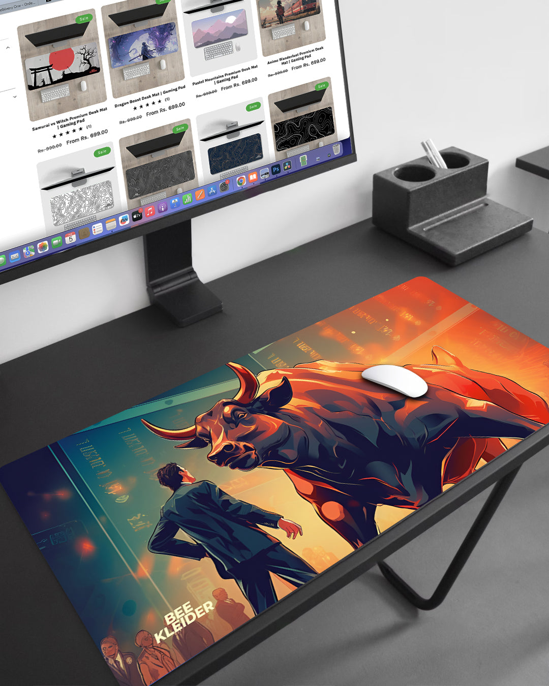 Stock Market Bull Premium Desk Mat | Gaming Pad