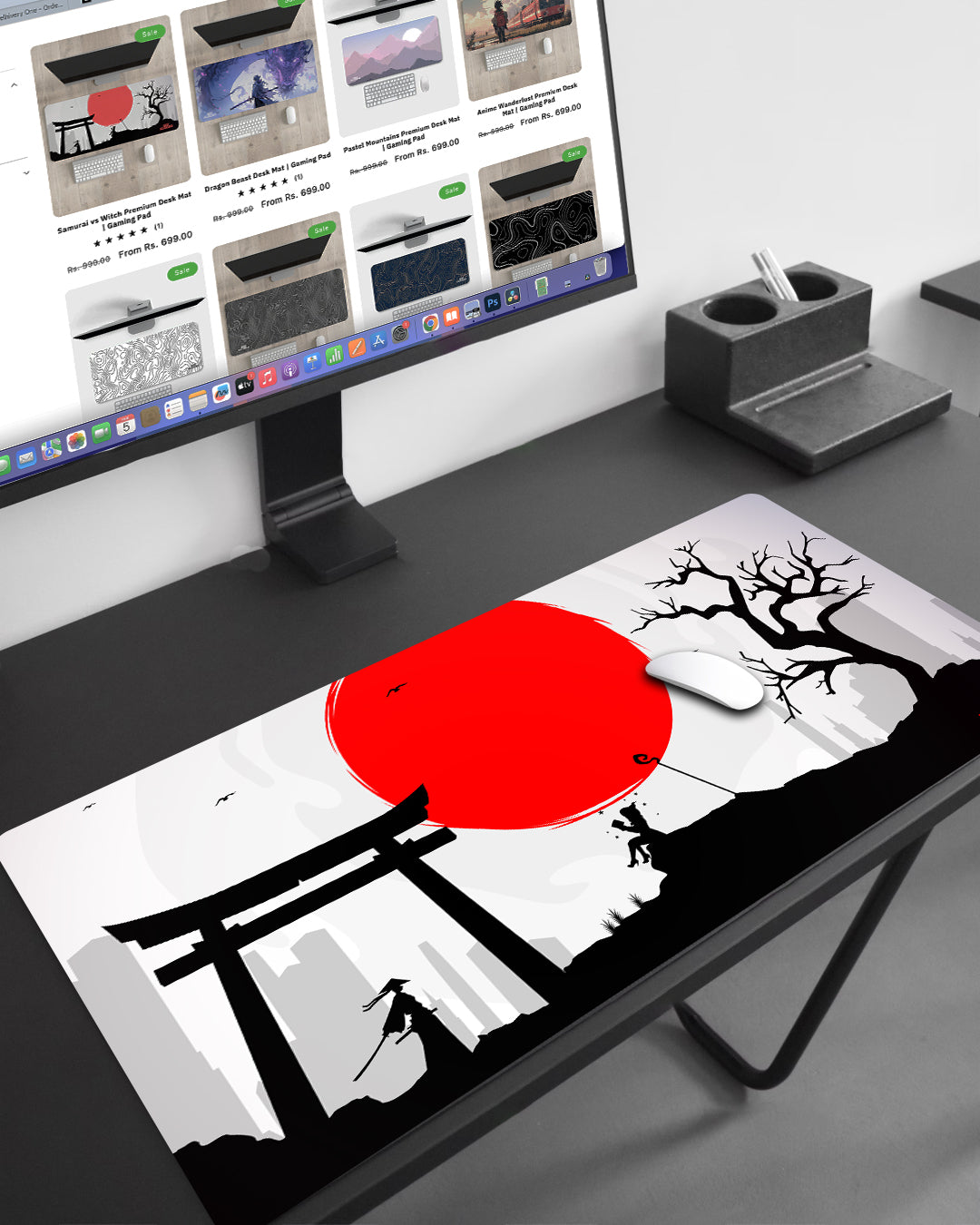 Samurai vs Witch Premium Desk Mat | Gaming Pad